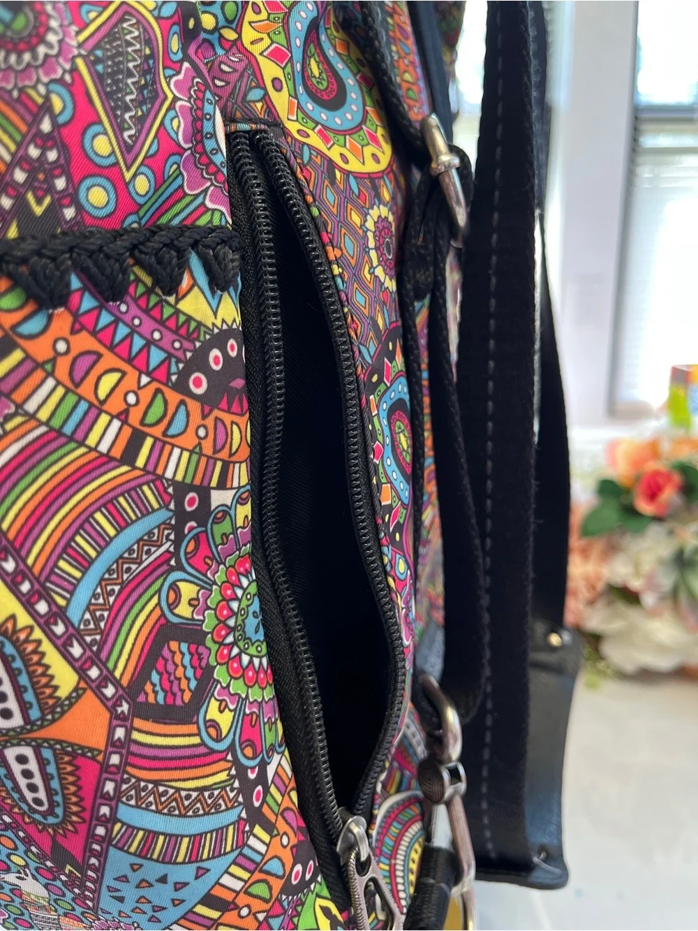 Sakroots Colorful Mandala Print Backpack Travel Daypack Llama Charm